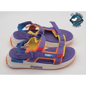 PUMA Women's Future Rider Game On Strappy Sandals Purple/Orange/White Womens 8
